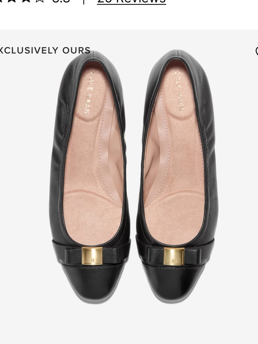 Cole Haan go to Tova Bow Ballet Flats with Gold Buckle size 5.5 Leather